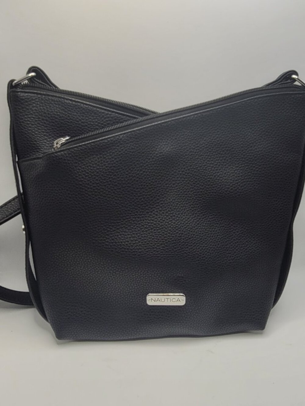 Nautica Black Pebbled Crossbody Bag Classic Everyday Style